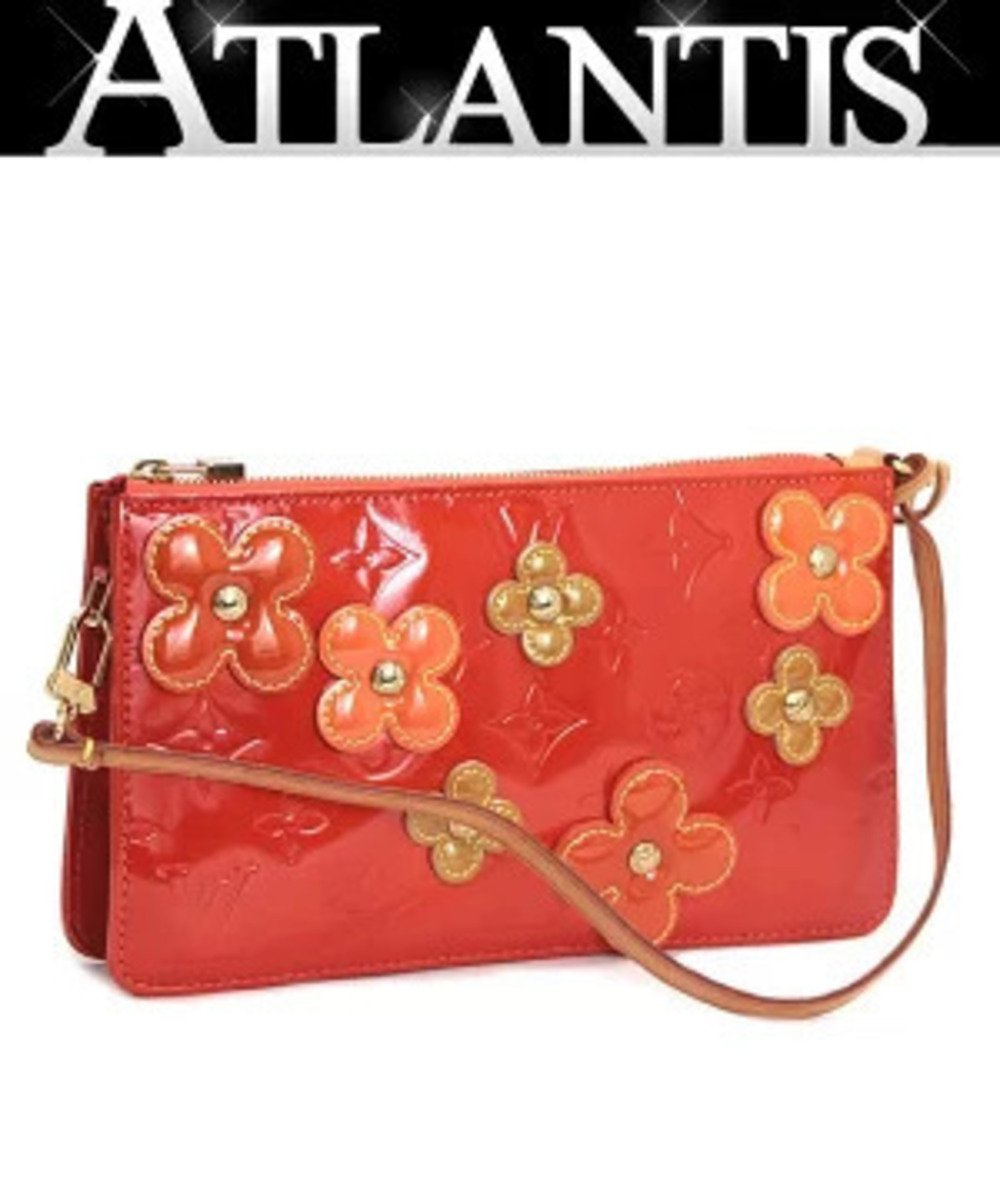 Louis Vuitton Flower Lexington Accessory Pouch Clutch Orange Vernis